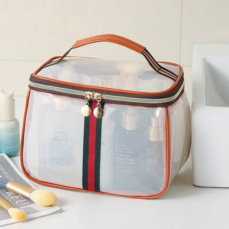 trousse de toilette portable luxe – sac cosmétique transparent grande capacité en pvc imperméable