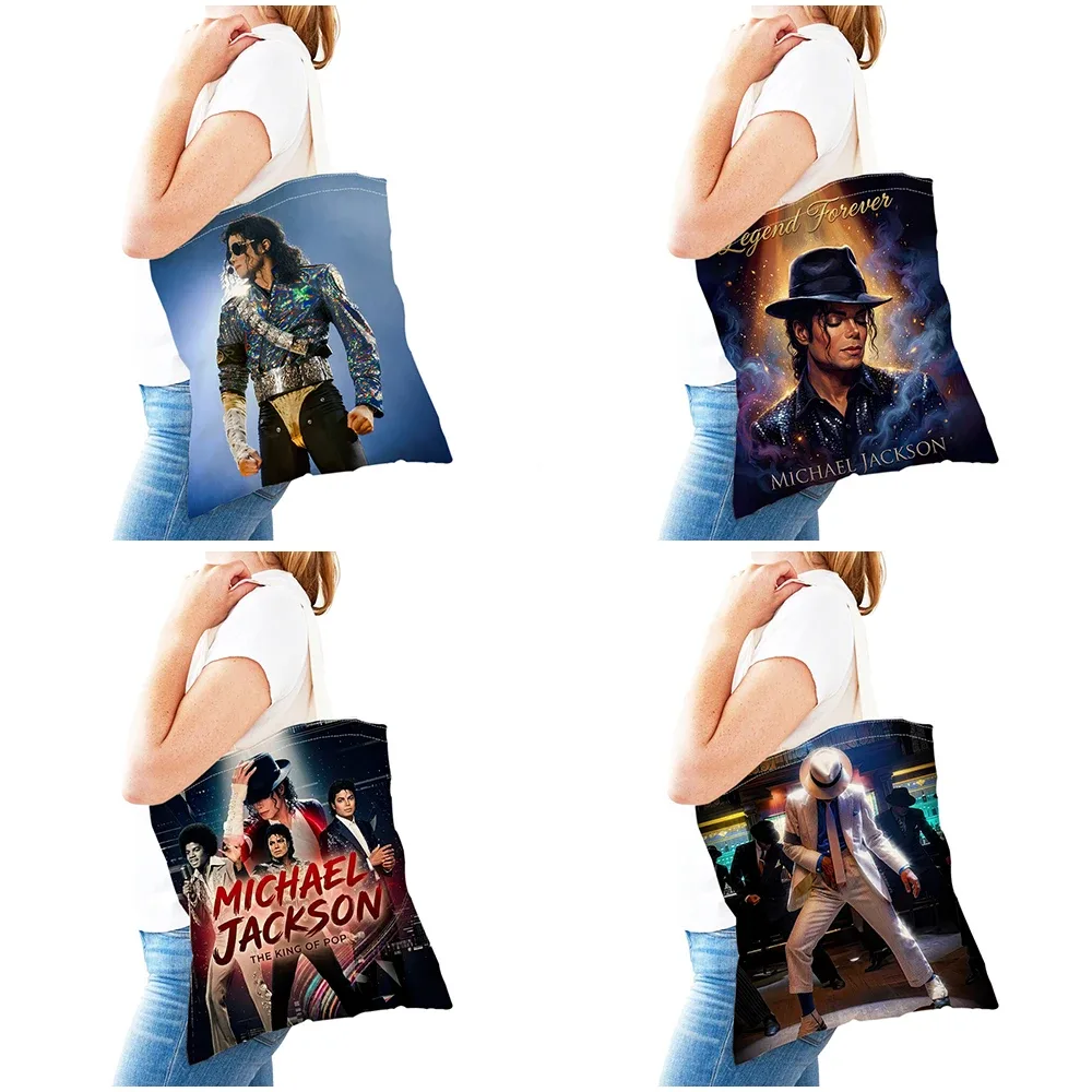 michael jackson – sac de shopping pour femmes, double impression, sacs de shopping super star lady, sac à main design, sac fourre-tout écologique, portable et pratique