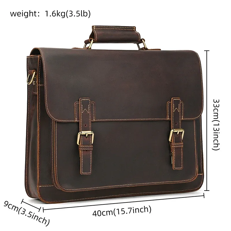 newsbirds grande capacité hommes sac en cuir véritable peau de vache hommes porte-documents sac ordinateur portable sac d'affaires pour 15.6 pouces pc sac d'ordinateur mâle