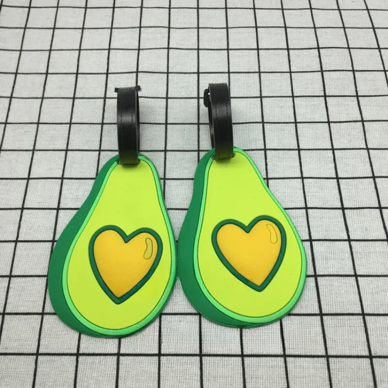 étiquette de bagage en silicone de dessin animé de fruits pour femmes/hommes, porte-adresse d'identification de valise, étiquette d'embarquement, accessoires de voyage portables