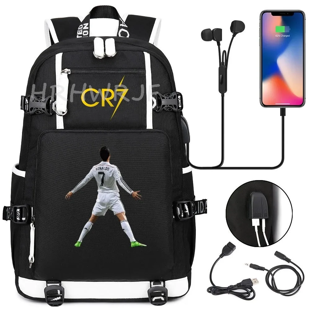 sac à dos d'étudiant cr7 football star, sac à dos camouflage à double bandoulière, sac à dos décontracté pour voyage et randonnée, sac à dos pour adolescents avec capacité pour ordinateur portable, mochilas