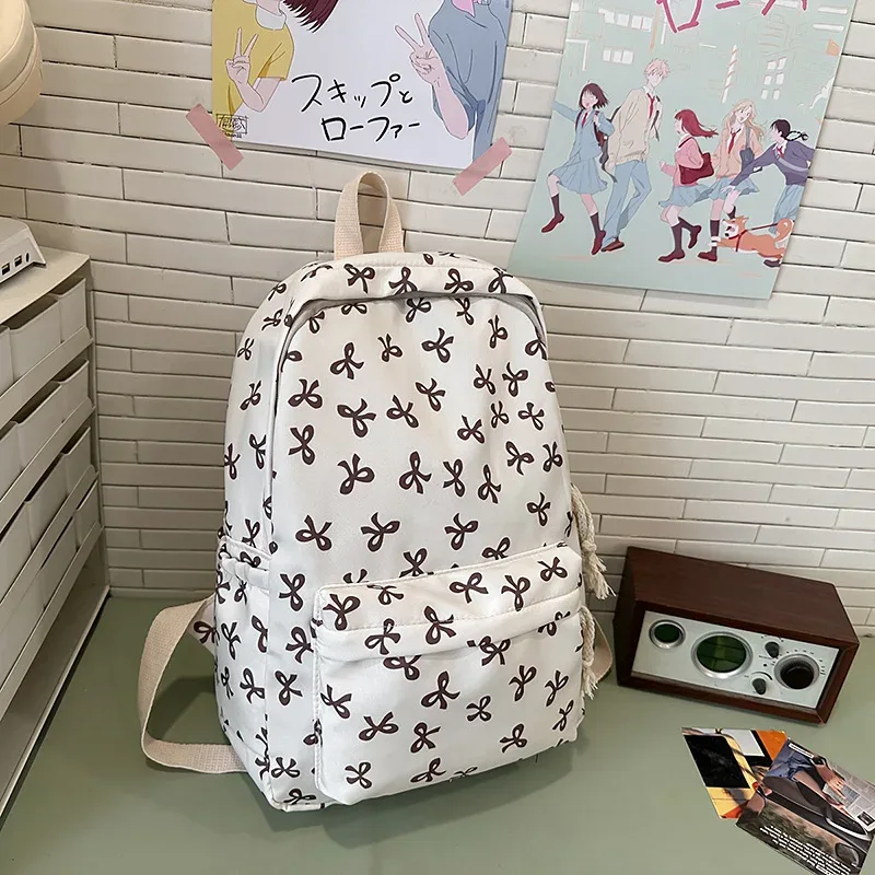 sac à dos japonais mignon de grande capacité, sac d'école à la mode avec nœud papillon, sac à livres pour étudiants, sac à dos léger pour femmes, sac de voyage décontracté