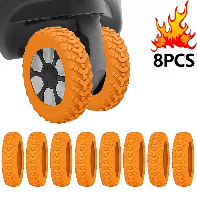 8 protections en silicone pour roulettes de valise, réduisant le bruit, pour bagages de voyage