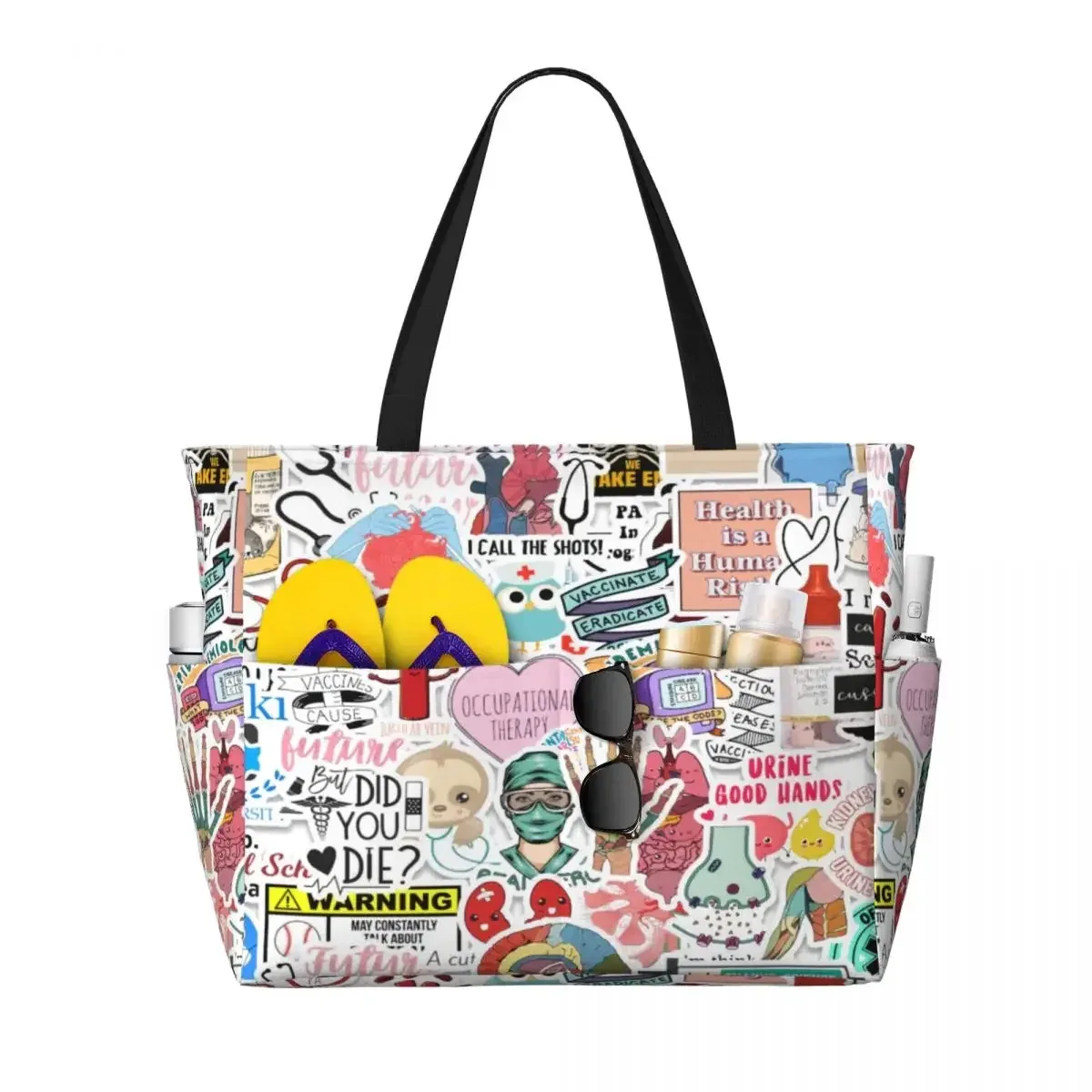 sac fourre-tout de voyage médical personnalisé enfermera en apuros pour femmes, sacs d'épicerie à bandoulière de grande capacité