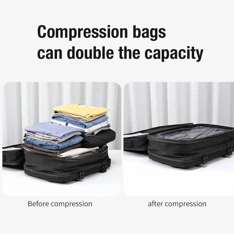 sac à dos de voyage pour homme, extensible, pour ordinateur portable, avec compression sous vide, pour la randonnée, avec chargement usb, grande capacité, pour pompes