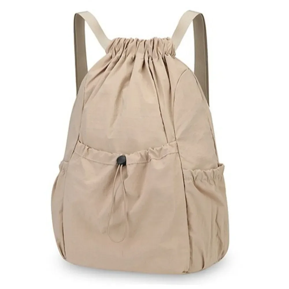 sac à dos en nylon oxford avec cordon de serrage, léger, pliable, couleur unie, grande capacité