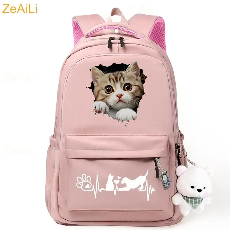 sac à dos pour ordinateur portable à thème chat mignon, grande capacité, pour femmes et hommes, sacs d'école pour garçons et filles, sac de voyage cool