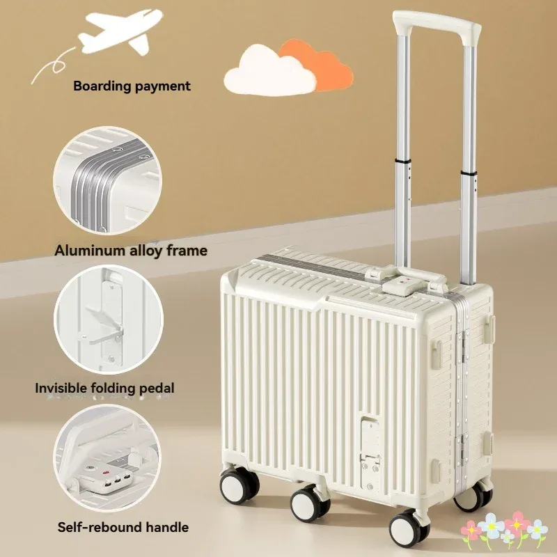 mini valise de voyage de 20 pouces, boîte à cadre en aluminium, organisateur de bagages, étui de conduite pour enfants, petite boîte de mot de passe, mallette d'embarquement à main