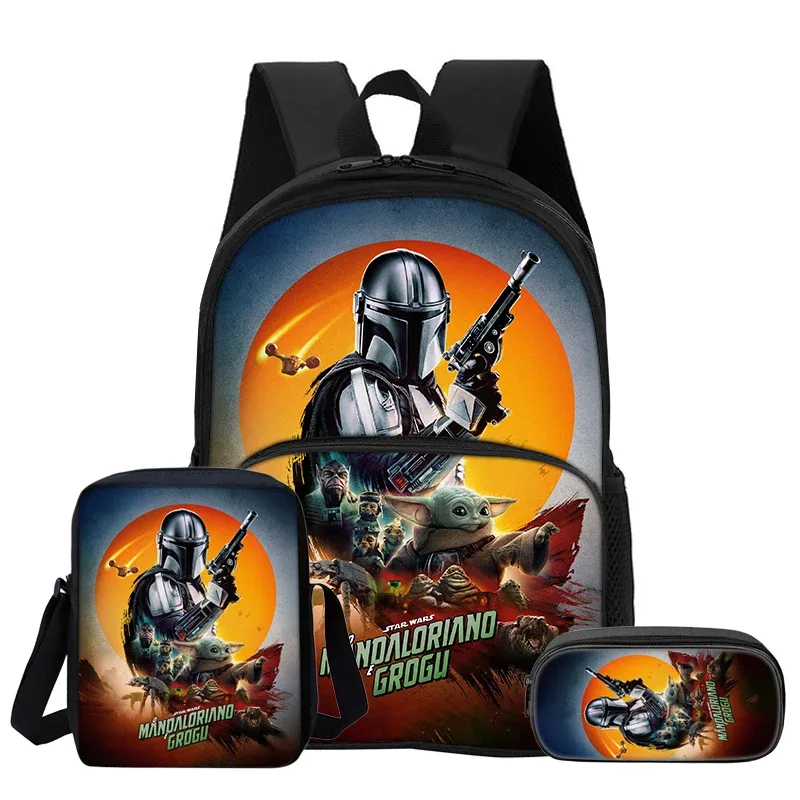 ensemble de 3 pièces star wars movie avec sac à dos à poche avant, sac à dos pour enfants, sacs à bandoulière, trousse à crayons pour garçons et filles