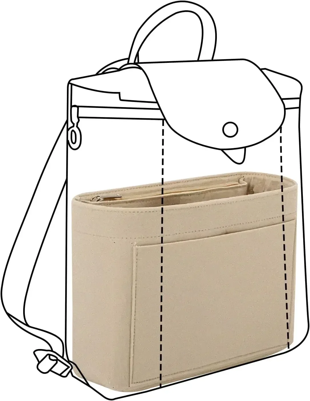 insert organisateur de sac à main y2k pour sacs à main, séparateurs d'insertion de sac en feutre avec multi-poches, sac à dos adapté au long champ le p.liage