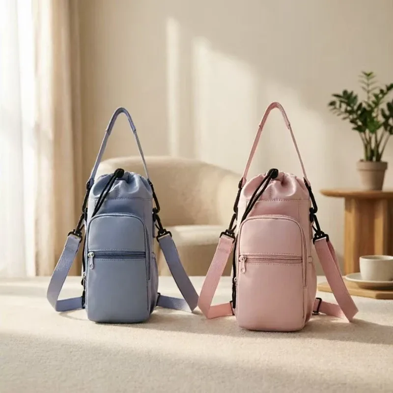 Sac à bouteille d'eau portable avec sangle réglable, tasses thermiques, housse de protection isolée, poche pour téléphone, sac de voyage pour sports de plein air