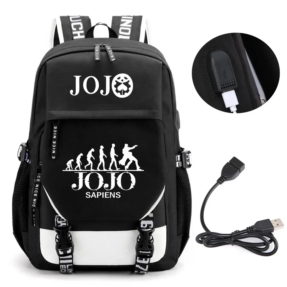 sac à dos de voyage pour ordinateur portable garçon et fille, chaîne anime jo jonathan joes killer golden experience, sacs à livres scolaires mochila, port usb