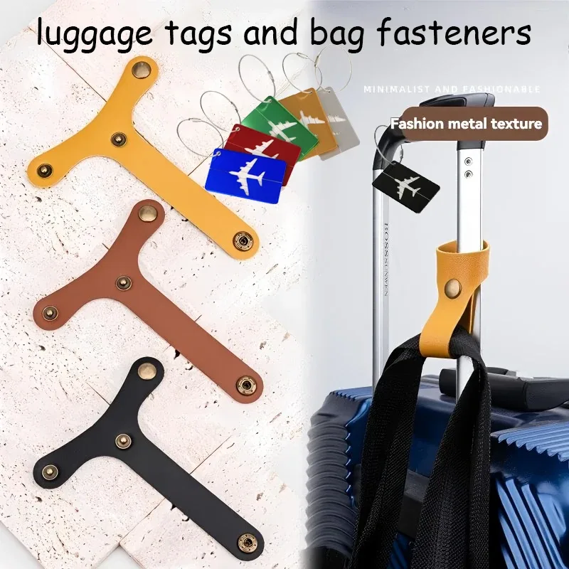 ensemble d'accessoires de voyage 2 pièces (boucle de bagage + étiquette de bagage) : peut sécuriser les sacs à main/les bagages, installation et ajustement rapides et faciles, s'adapte aux valises, libère vos mains, est un article pratique et portable pour les voyageurs d'affaires/les vacanciers.
