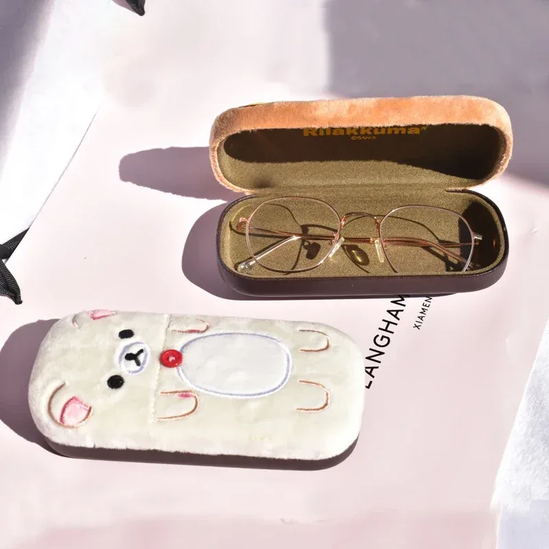 mignon rilakkuma peluche boîte à lunettes kawaii étui à lunettes dessin animé étui à lunettes organisateur étuis à lunettes