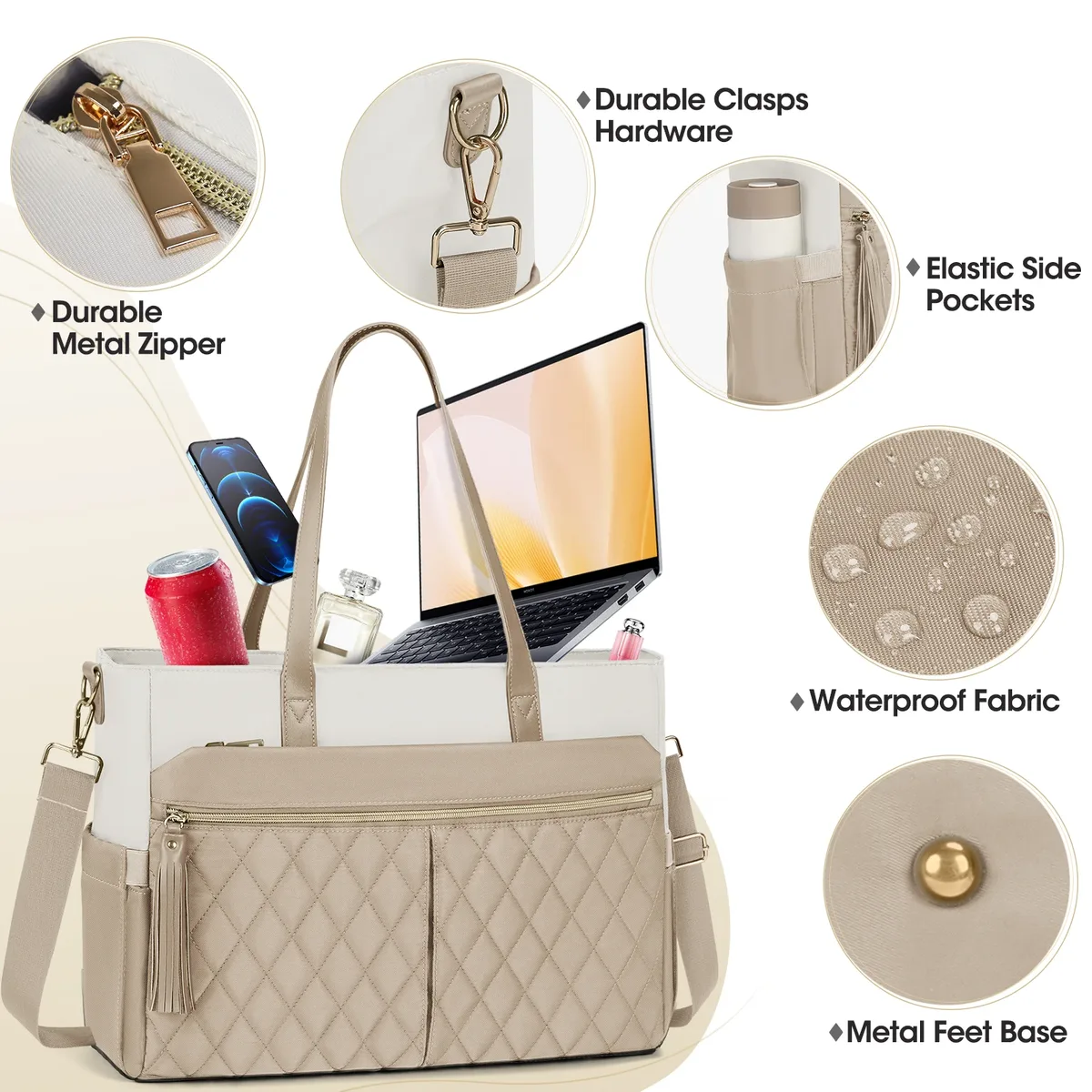 rainsmore pochette d'ordinateur pour femmes 15.6 pouces enseignant infirmière sac fourre-tout travail professionnel ordinateur portable fourre-tout ordinateur mallette de messager