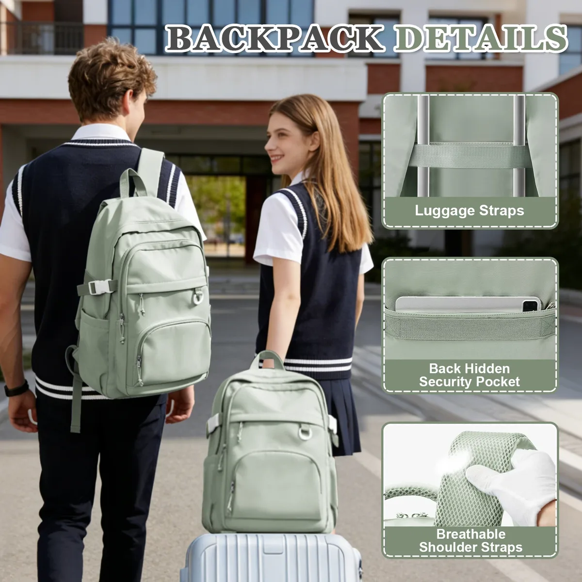 sac à dos pour étudiants du collège et du lycée, sac à dos scolaire de grande capacité pour garçons et filles, sac souple pour ordinateur portable pour voyages en plein air