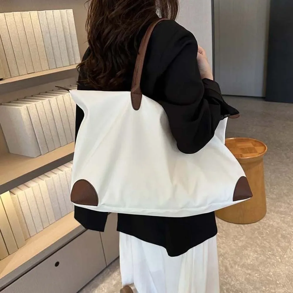 Sac fourre-tout Oxford de couleur unie, imperméable, grande capacité, sac à bandoulière en Nylon, sac de shopping, style coréen, sac simple sous le bras, pour l'extérieur