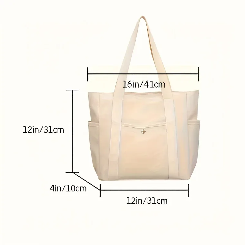grand sac fourre-tout avec fermeture éclair - sac de transport en nylon, beige/noir, compartiments pour l'université/le bureau/les voyages