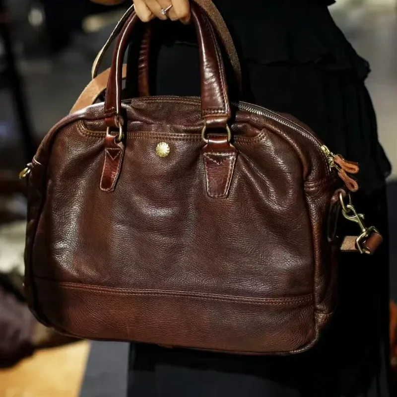 sacs à main pour hommes en cuir de vachette tanné, fabriqués à la main par des designers de style business casual, sacs pour ordinateur portable, sacs de voyage, sacs de travail, sacs messagers en cuir véritable