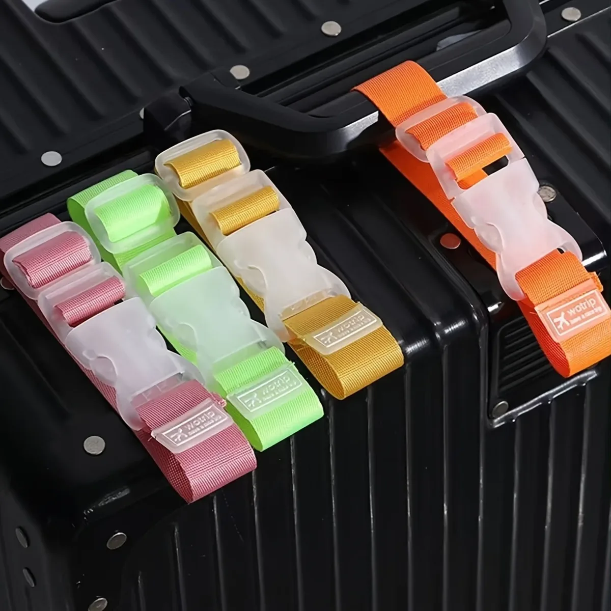 sangle de bagage colorée, 4 pièces, ceinture de sécurité réglable et portable, boucle de déverrouillage, accessoires de voyage, facile à transporter
