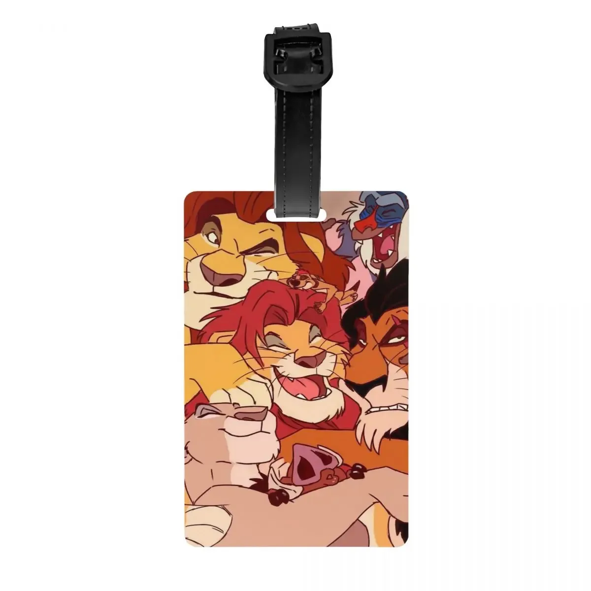 étiquette de bagage personnalisée rafiki avec carte nominative, étiquette d'identification avec couverture de confidentialité the lion cartoon k-kings pour sac de voyage et valise