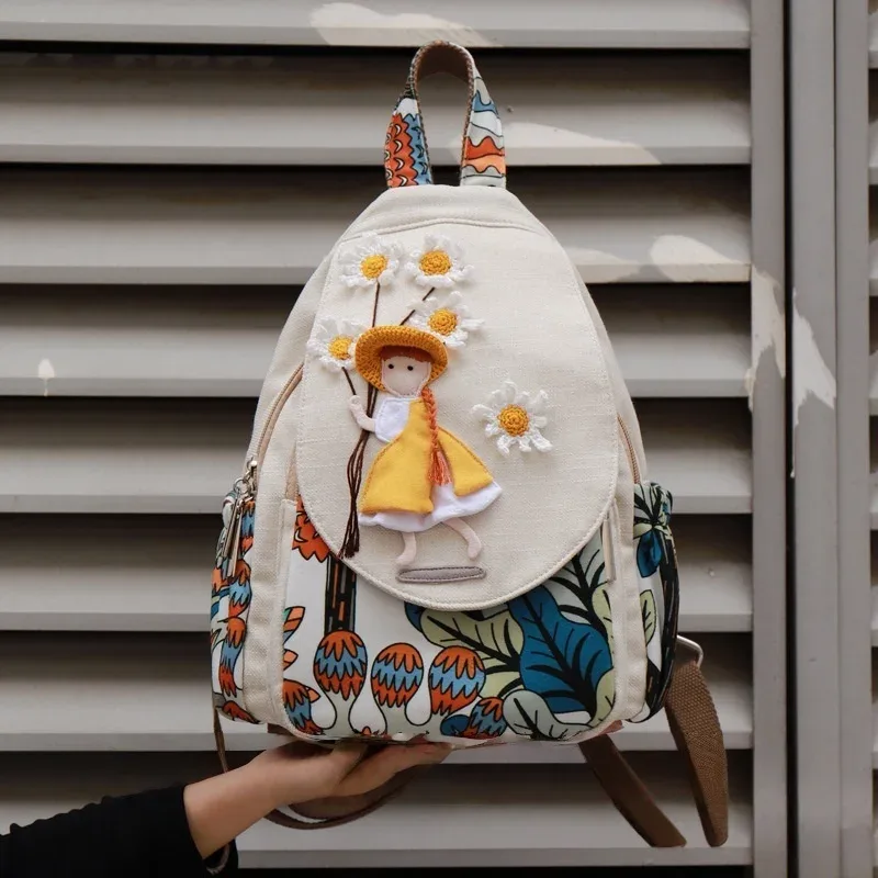 mode 3d dessin animé broderie femmes sac à dos décontracté femme voyage sac à dos joli style filles sac à dos sac à dos sac
