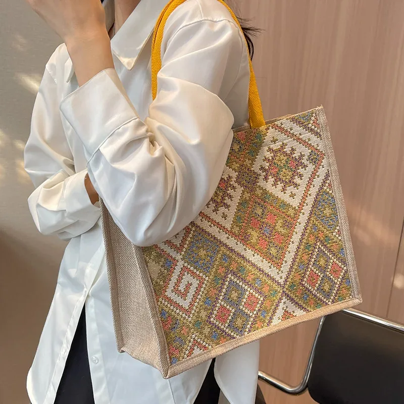 nouveau sac de navetteur grande capacité style ethnique 2025 – sac fourre-tout à bandoulière tendance 2023 pour femme, style national, vente chaude