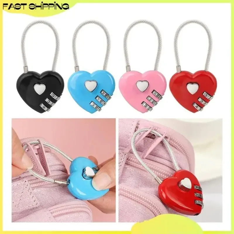cadenas réinitialisable à 3 chiffres en forme de cœur, cadenas à code pour bagages d'extérieur, cadeau de la s
