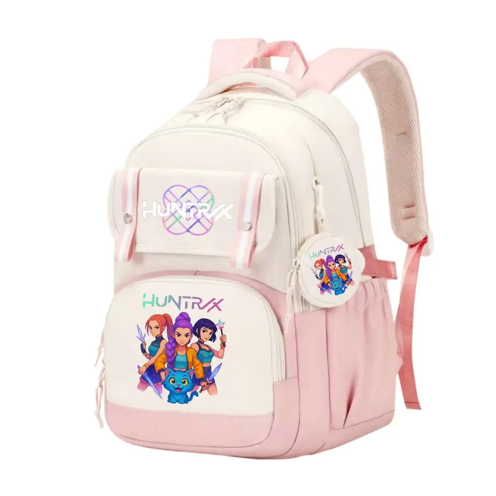 sac d'école kpop demon hunters pour enfants, grande capacité, sac à dos d'étudiant de haute qualité, imprimé avec des personnages de dessins animés mignons, sac à dos de voyage