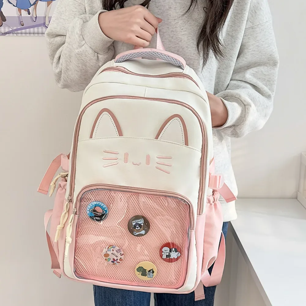 kawaii transparent ita sac à dos grande capacité double bandoulière double sac à bandoulière bricolage affichage sac à dos voyage
