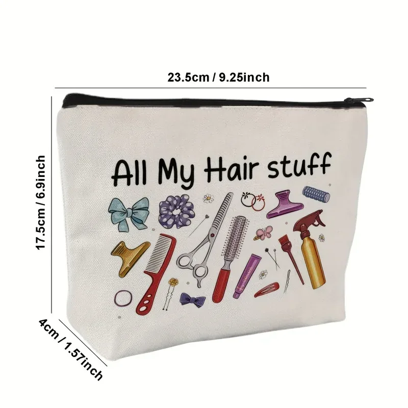 sac de toilette de voyage en toile avec imprimé accessoires pour cheveux, sac de rangement léger à fermeture éclair pour maquillage, design tendance, c'est un cadeau