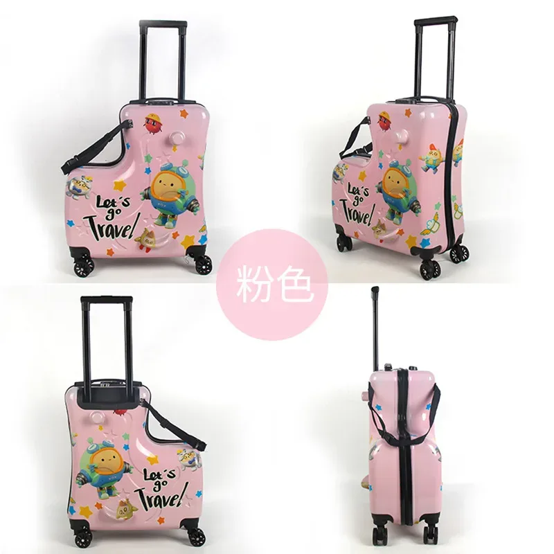 les valises de voyage pour enfants peuvent s'asseoir et monter sur les bagages à roulettes, valises mignonnes de dessin animé pour enfants sur roues, valise à mot de passe de cabine de 20 pouces