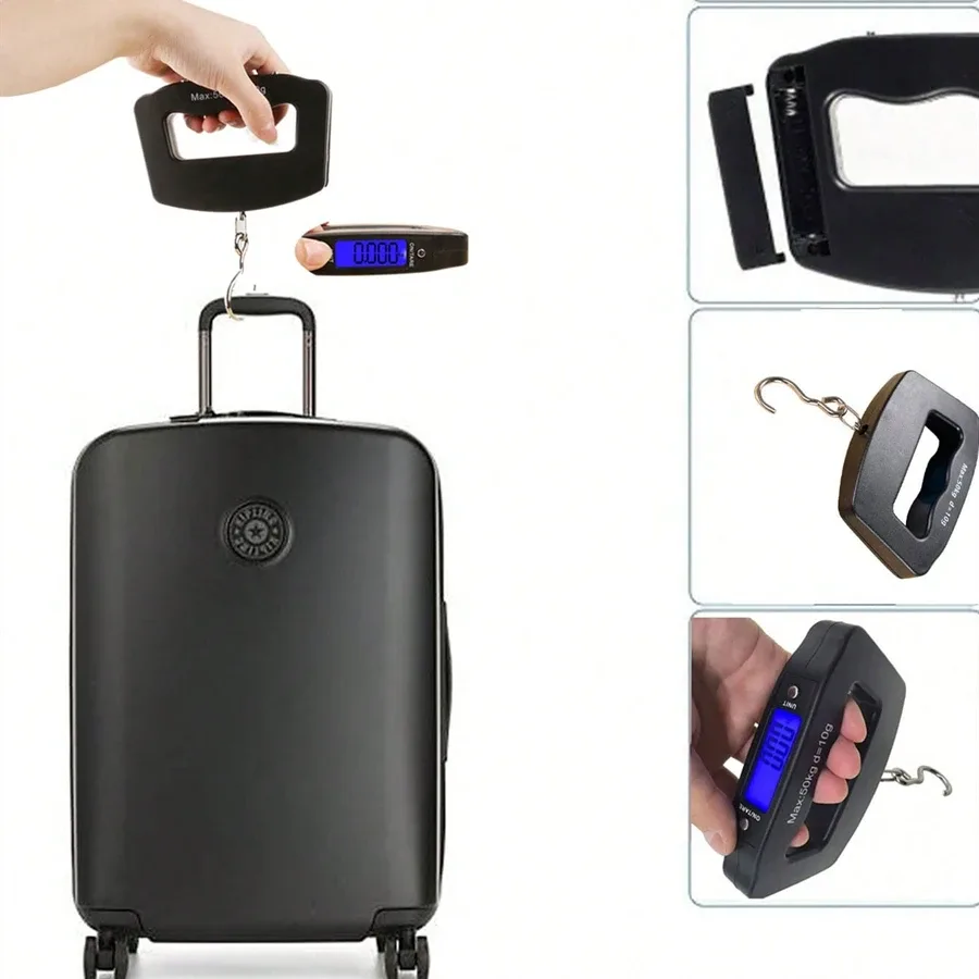 balance portable avec écran lcd numérique, 110lb/50kg, crochet de suspension pour bagages électroniques, valis