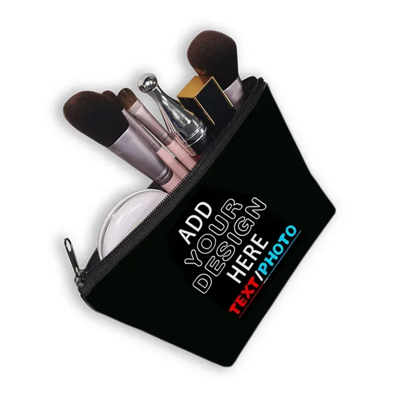 étui à cosmétiques personnalisé avec logo photo pour femme, poudres de maquillage avec texte personnalisé, nom et image, sacs de beauté pour serviette, sac de rangement pour rouge à lèvres, cadeau