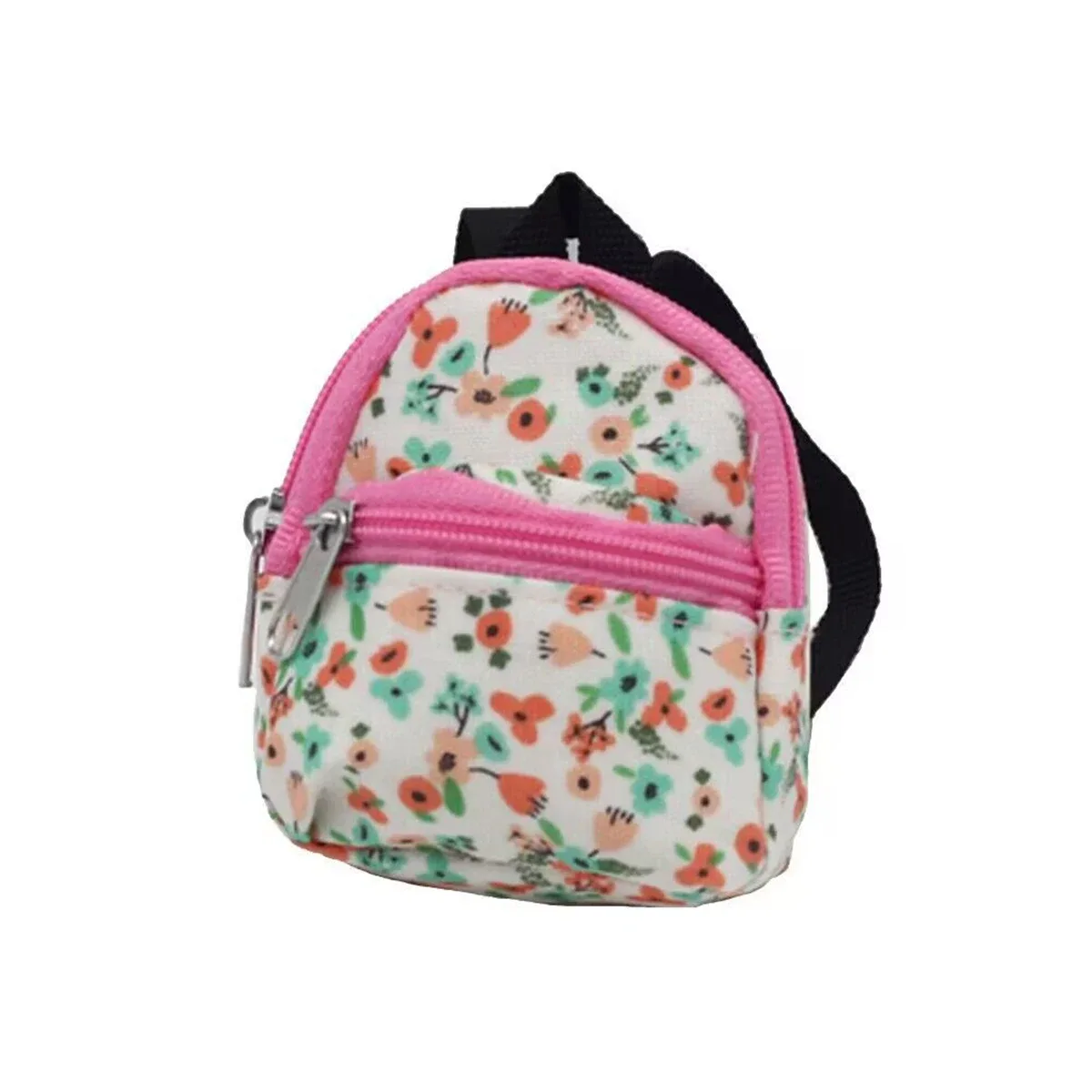1 pièce mini sac à dos porte-monnaie à fermeture éclair double épaule avec porte-clés et pendentif