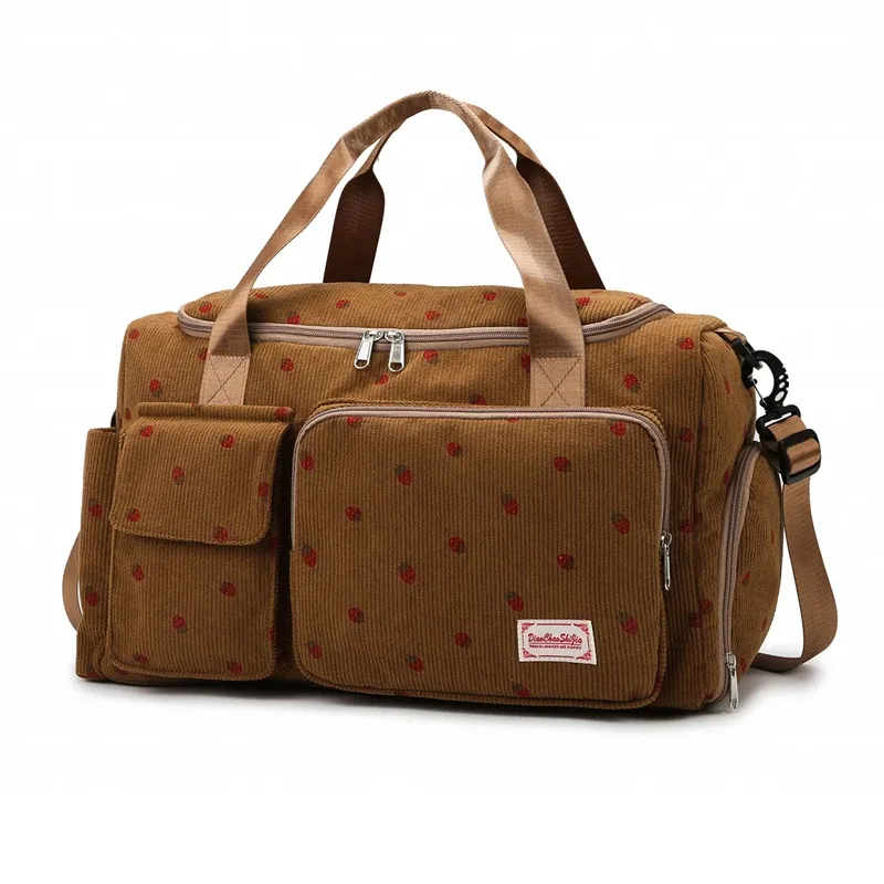 sac fourre-tout de voyage en velours côtelé, sac de voyage de grande capacité avec compartiment à chaussures, sacs de sport et de fitness pour femmes