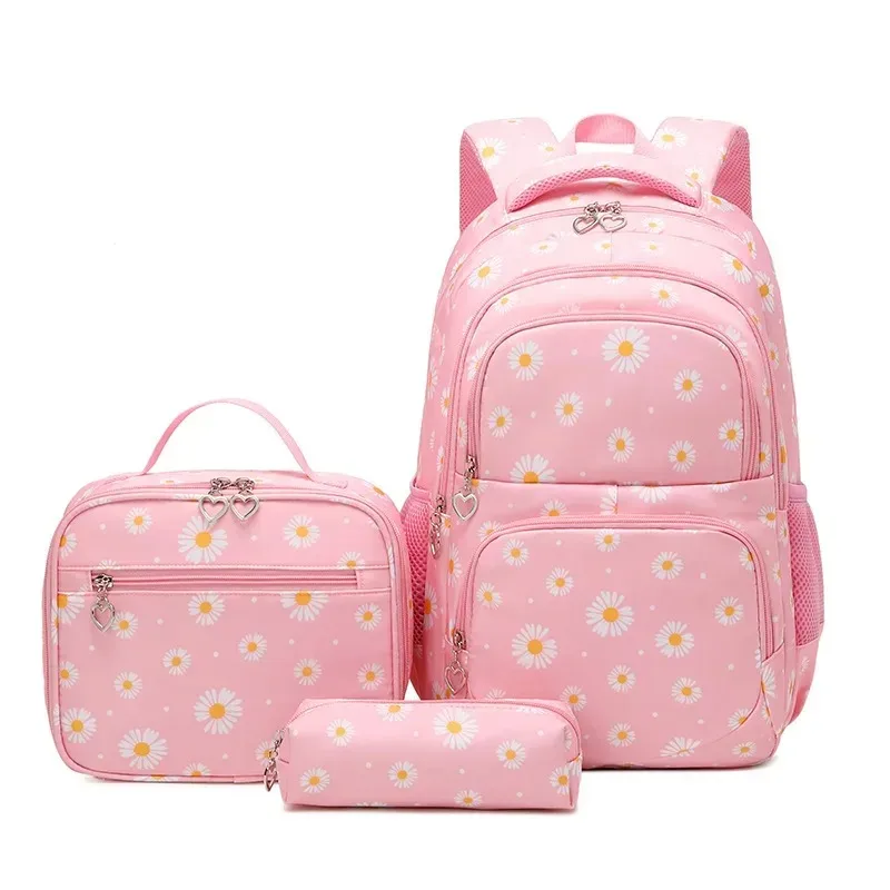 andrpattern-sac à dos d'école étanche pour garçon et fille, trousse à crayons, ensemble trois pièces en tissu nylon, tendance adolescente