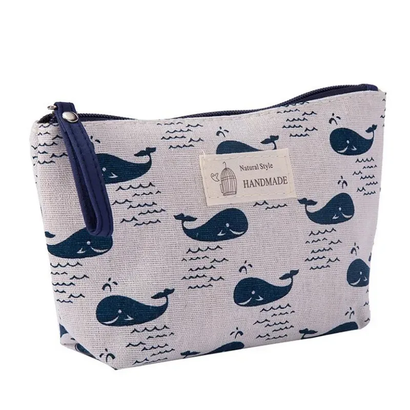 sac de rangement de voyage en toile souple pour femme, trousse de maquillage portable, trousse à cosmétiques mignonne, motif imprimé ours et arbre, trousse de toilette, évaluation