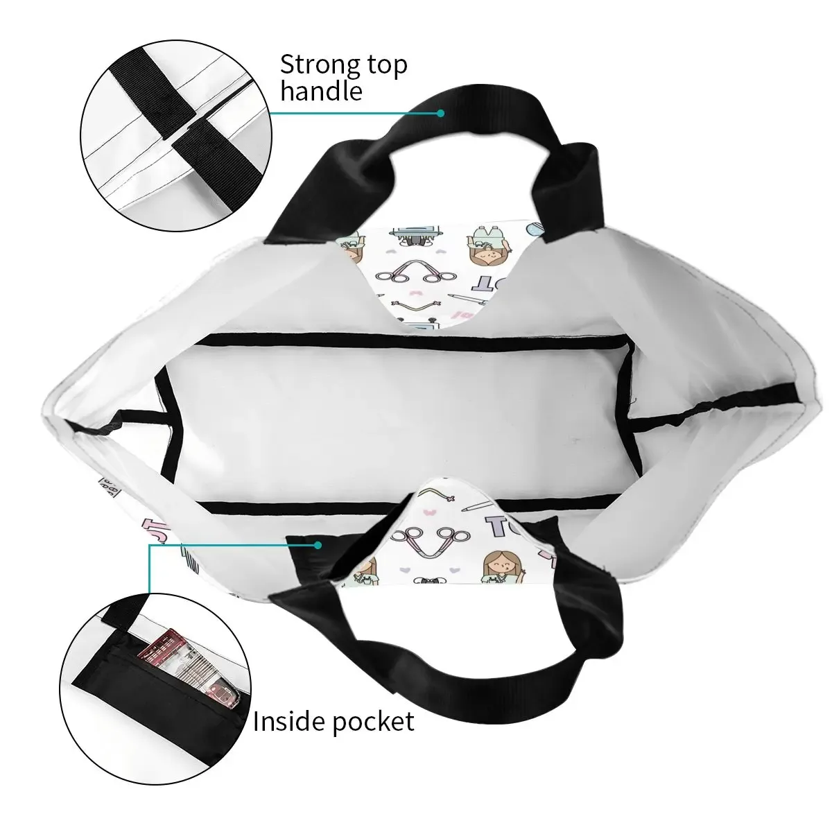 dessin animé médecin infirmière enfermera en apuros sacs d'épicerie grande capacité esthétique merch pour femme rue sac à bandoulière