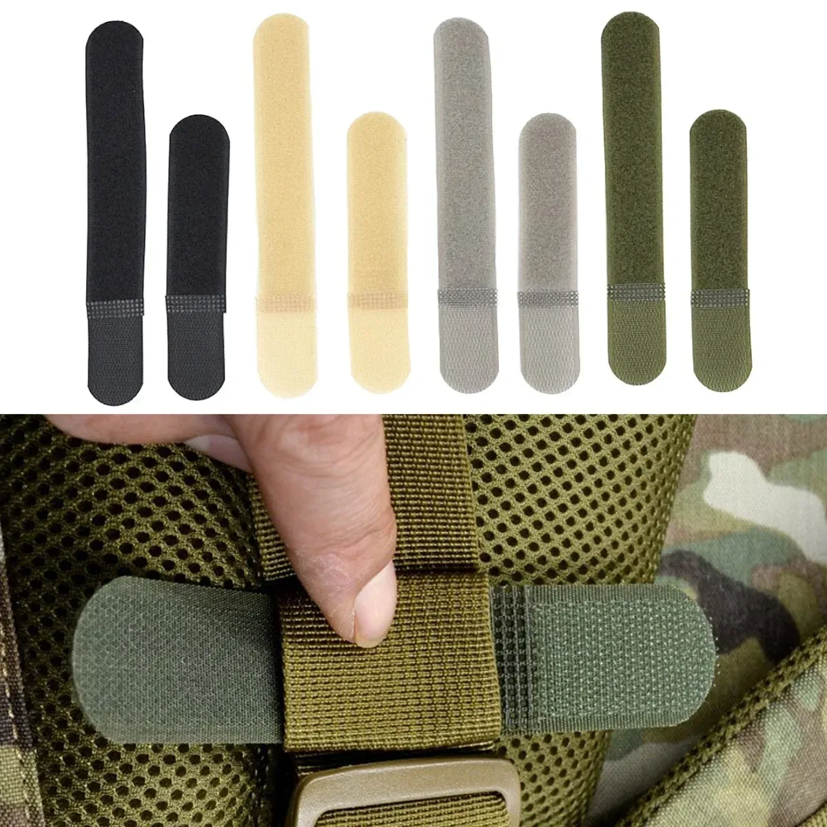 Sangles d'attache de câble en Nylon réutilisables, avec attache à boucle à crochet, pour organisateur de sac à dos, poignée de cordon, boucle d'emballage, fixation de sangle
