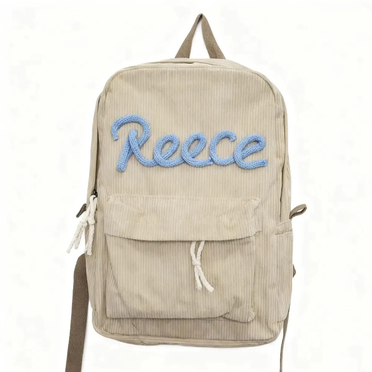 sac à dos personnalisé en velours côtelé pour hommes et femmes, lettres brodées à la main, sac à dos en tissu coloré, 1 pièce