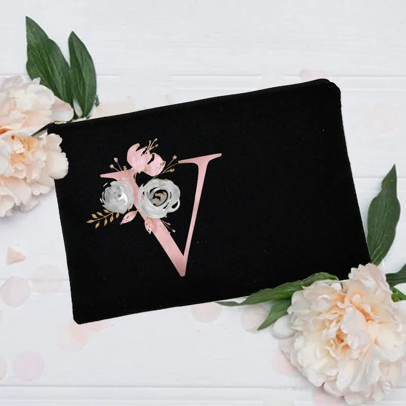 trousse de maquillage personnalisée avec nom initial, trousse à cosmétiques de mariée, pochette de toilette monogramme en toile, cadeaux pour demoiselle d'honneur, sacs de maquillage