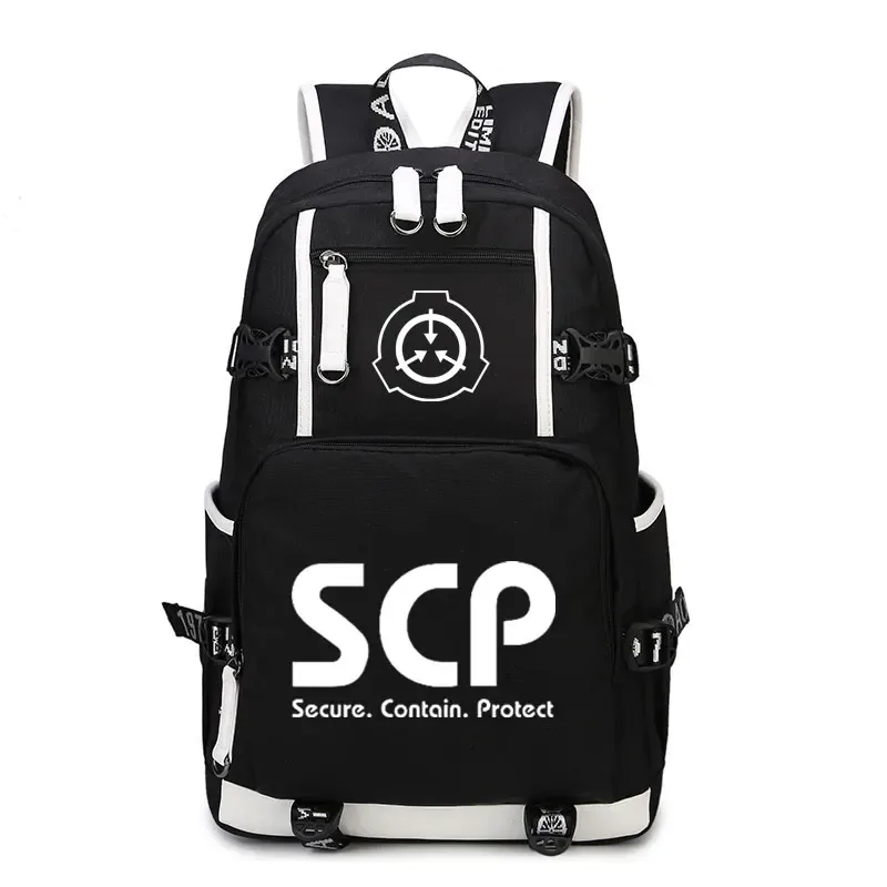 sac à dos scp secure contain protect, cartable noir, sacs d'école de dessin animé, sac à dos de voyage lumineux, sacs initiés par ordinateur portable usb