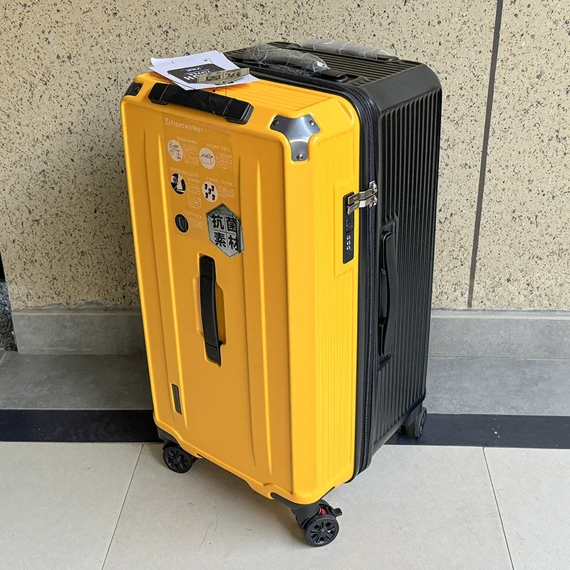 valise de voyage antidéflagrante à cinq roues avec frein, grande taille 36/38/40/50 pouces, matériau pc épais, boîtier de chariot à fermeture éclair