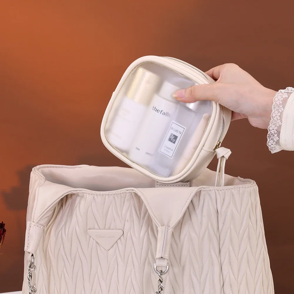 pochette de maquillage de toilette en pu étanche, sac à cosmétiques portable, sac de bain transparent pour lavage de bébé, sac de rangement de voyage pour natation et fitnes