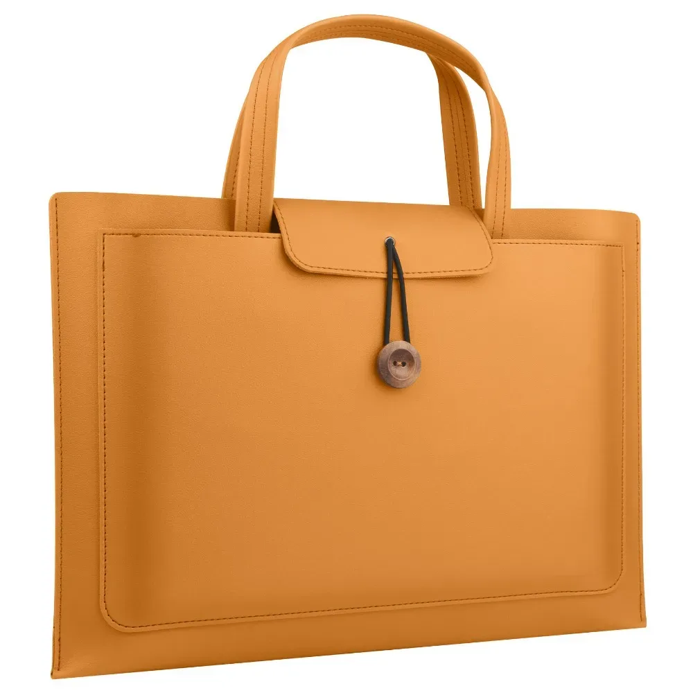 sac pour ordinateur portable de grande capacité, sac de protection rectangulaire de couleur unie avec poche de rangement, étui de transport en pu pour voyage