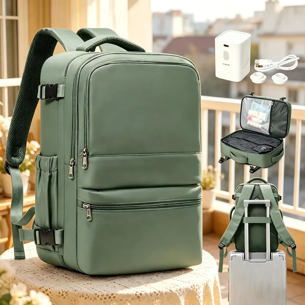 Sac Ryanair 40x30x20, sac à dos de voyage à compression sous vide, sac à main pour ordinateur portable, sac à dos de travail, sac à dos pour femmes et hommes