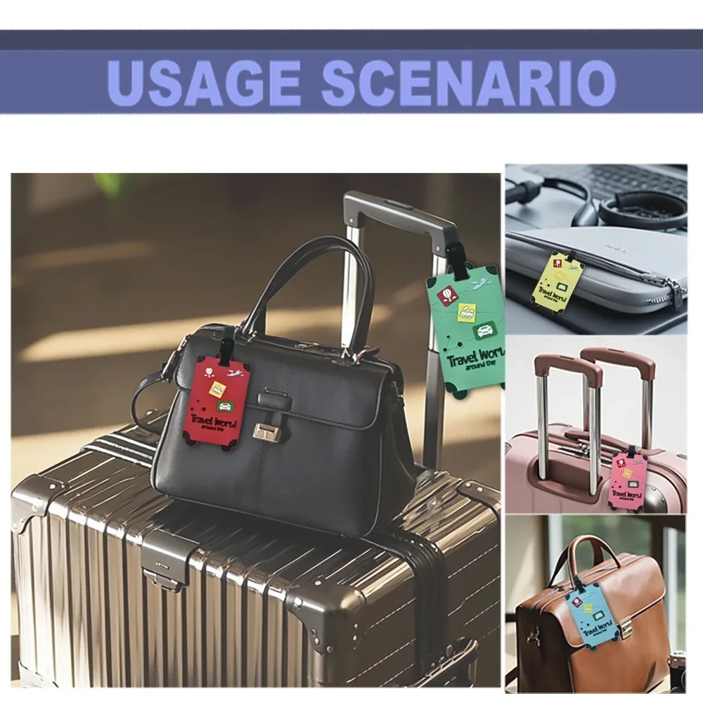 étiquettes de bagage de voyage en silicone – porte-badge et carte d'identité, anti-contrefaçon, accessoires d'avion de couleur unie