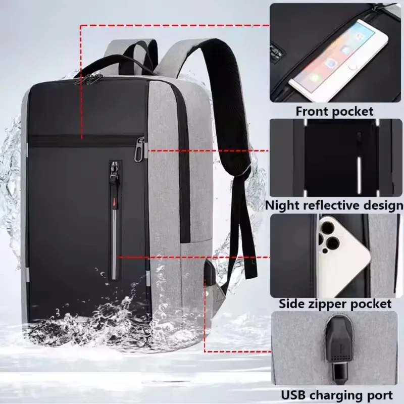sac à dos pour ordinateur portable résistant à l'eau pour hommes, 15,6 pouces avec chargement usb, design spacieux pour le travail et les études