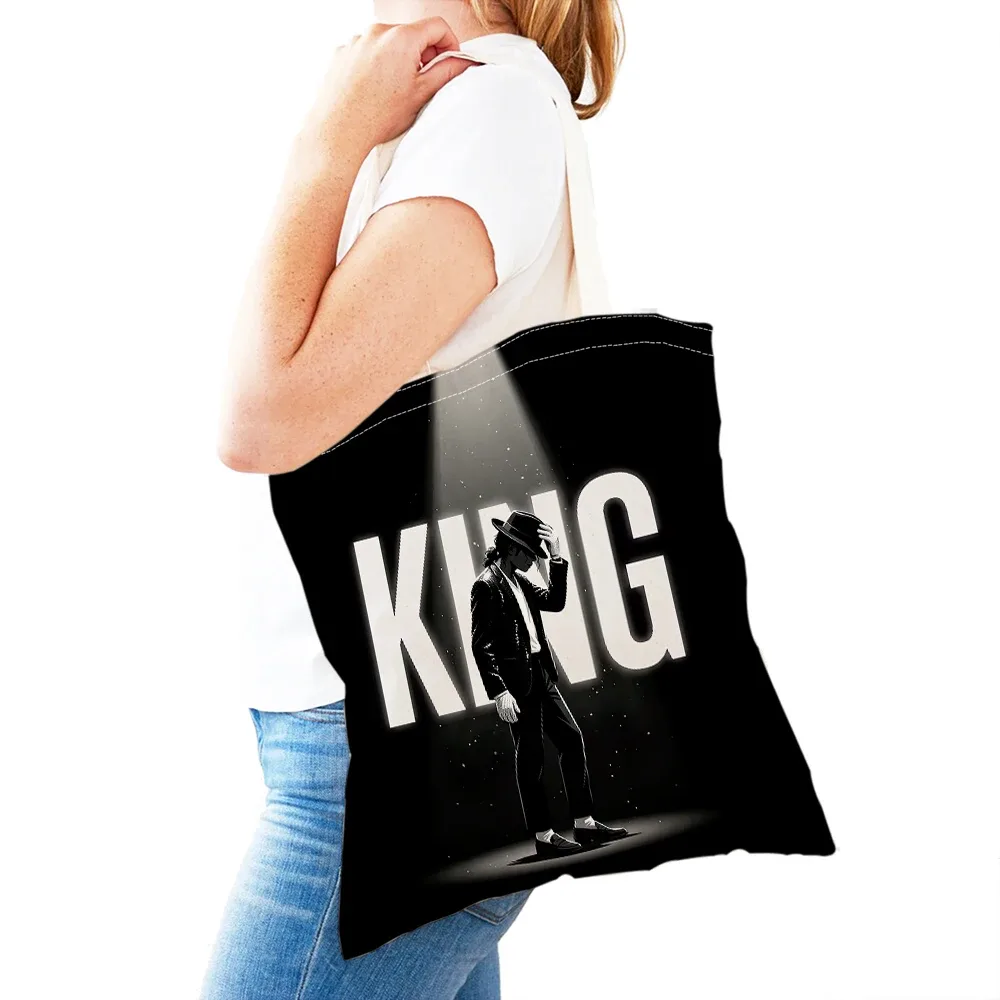 michael jackson – sac de shopping pour femmes, double impression, sacs de shopping super star lady, sac à main design, sac fourre-tout écologique, portable et pratique